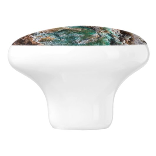 Gedolven turquoise steen keramische knop (Zijkant)