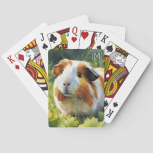 Gedomesticeerde Cavia Waterverf Mooie Huisdier Mon Pokerkaarten