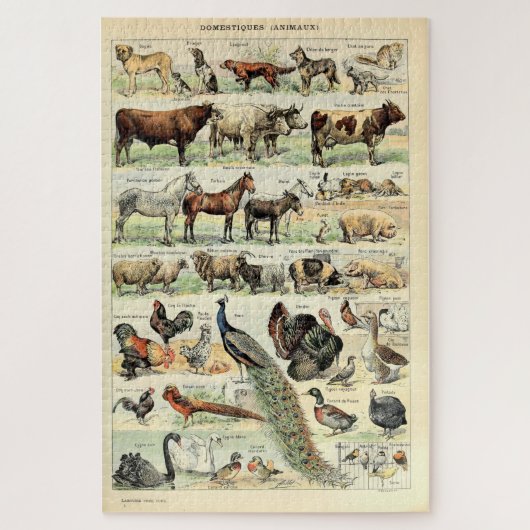  gedomesticeerde dieren door Adolphe Millot Legpuzzel (Verticaal)