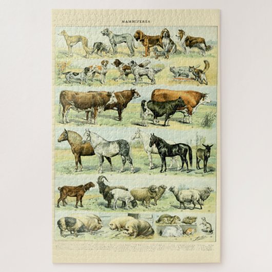  gedomesticeerde dieren door Adolphe Millot Legpuzzel (Verticaal)