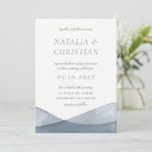 Gedompelde Blauwe Aquarel Bruiloft Kaart (Staand voorkant)