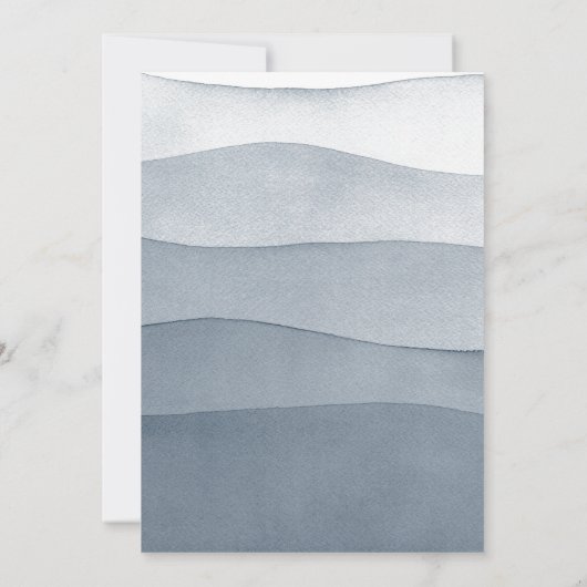 Gedompelde Blauwe Aquarel Bruiloft Kaart (Achterkant)