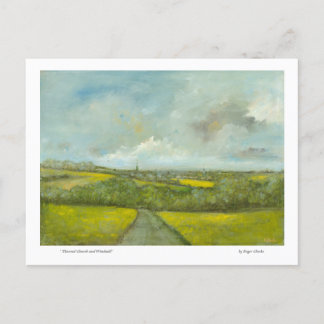 Gedompelde kerk en windmolen briefkaart