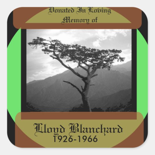 gedoneerd ter nagedachtenis van vierkante sticker (Voorkant)