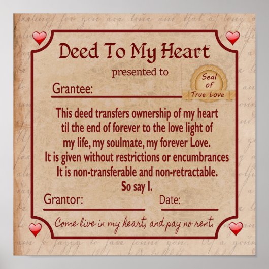 GEDOON AAN MIJN HART _ Een romantische verklaring Poster (Voorkant)