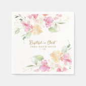 Gedoopt in Christus Roze Bloemen Aangepaste Doop Servet (Voorkant)