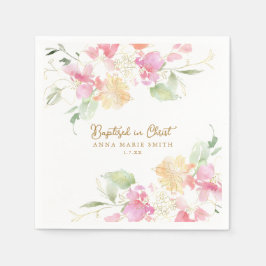 Gedoopt in Christus Roze Bloemen Aangepaste Doop Servet