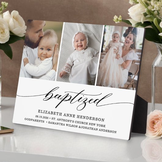 Gedoopt Modern Fotocollage Doop Keepsake Fotoplaat