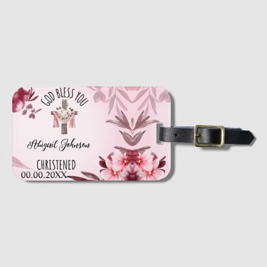 Gedoopte naam Datum God zegene u Custom Bagagelabel (Voorkant (horizontaal))