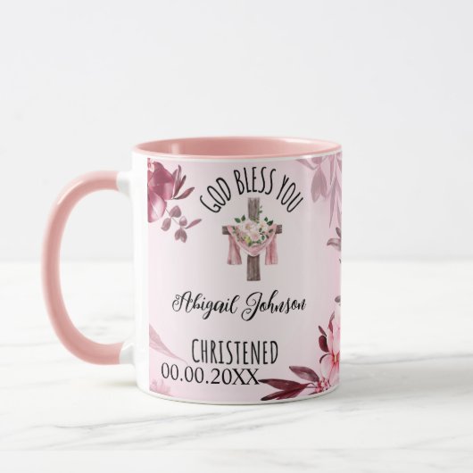 Gedoopte naam Datum God zegene u Custom Mok (Links)