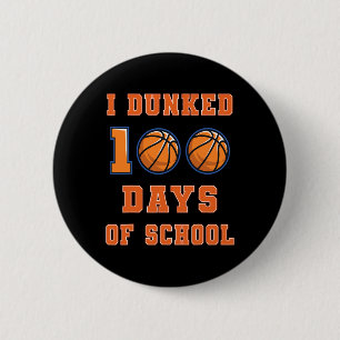 Gedopt 100 dagen van school basketbal 100e dag van ronde button 5,7 cm