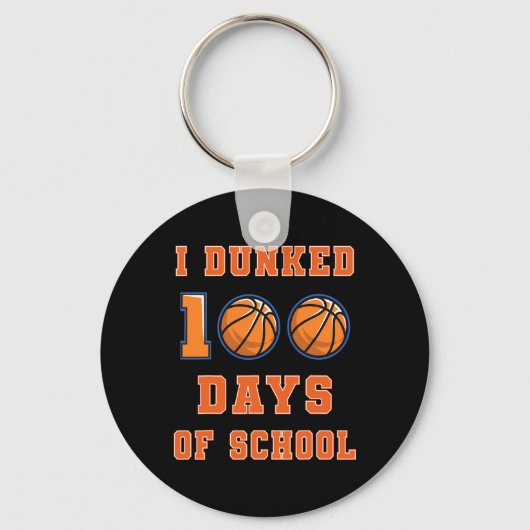 Gedopt 100 dagen van school basketbal 100e dag van sleutelhanger (Voorkant)