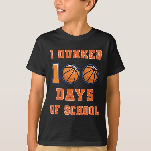Gedopt 100 dagen van school basketbal 100e dag van t-shirt (Voorkant)