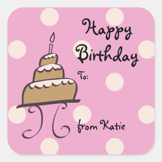 Gedopte Birthday Cake Birthday Sticker (Voorkant)