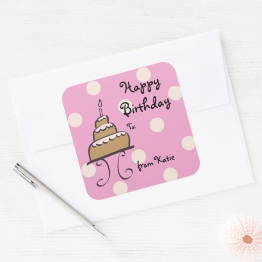 Gedopte Birthday Cake Birthday Sticker (Envelop)