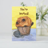 Gedopte chocolade Chip Muffin Invitation Kaart (Staand voorkant)