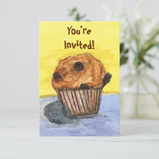 Gedopte chocolade Chip Muffin Invitation Kaart (Staand voorkant)