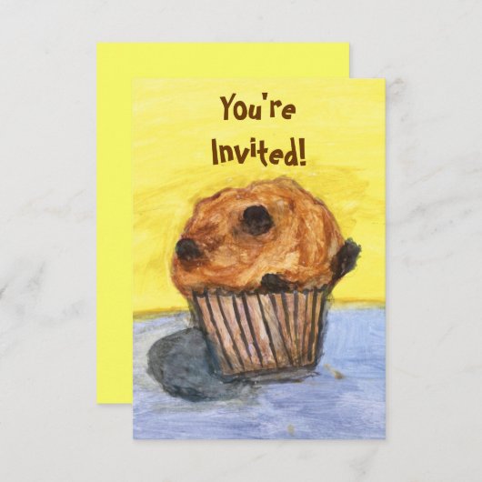Gedopte chocolade Chip Muffin Invitation Kaart (Voorkant / Achterkant)