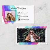 Gedopte sociale mediapictogrammen Blauwe Waterverf Contactkaartje (Voorkant / Achterkant)