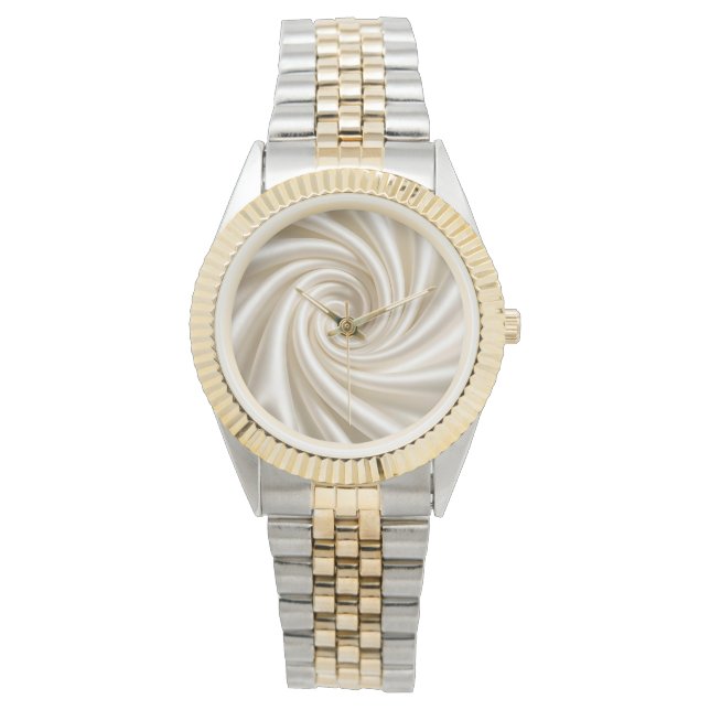 Gedraaid Ivoren Satijnen Stof Abstract Horloge (Voorkant)