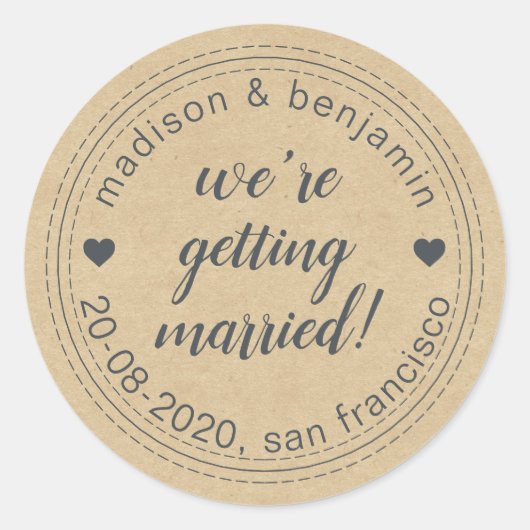 Gedraaid sparen van het Date Kraft Envelope Seal Ronde Sticker (Voorkant)