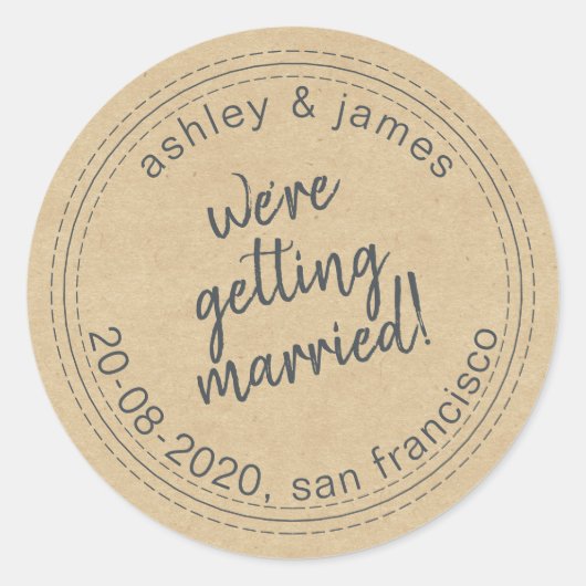 Gedraaid sparen van het Date Kraft Envelope Seal Ronde Sticker (Voorkant)