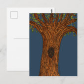 Gedraaide boom met blauwe achtergrond briefkaart (Voorkant / Achterkant)