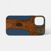 Gedraaide boom met blauwe achtergrond iPhone hoesje (Achterkant horizontaal)