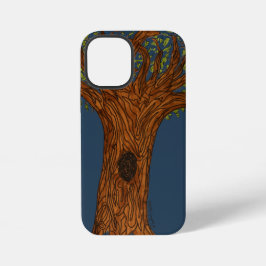 Gedraaide boom met blauwe achtergrond iPhone 12 mini hoesje