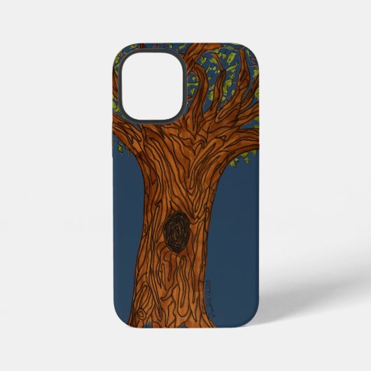 Gedraaide boom met blauwe achtergrond iPhone hoesje (Achterkant)