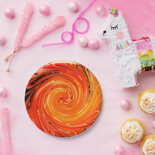 Gedraaide Borden van Oranje papier Papieren Bordje (Feest)