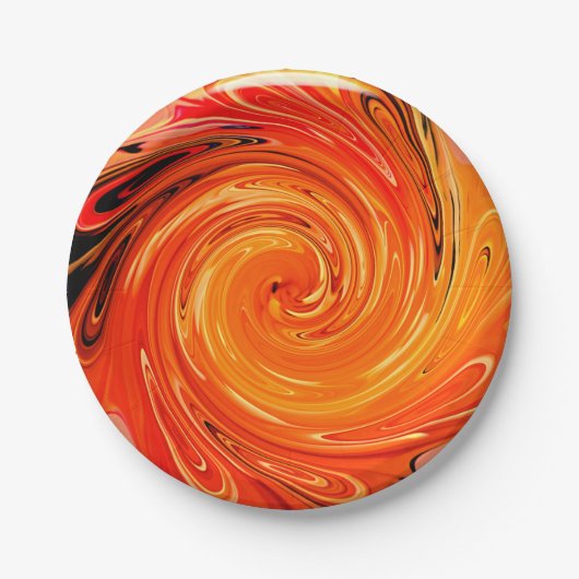 Gedraaide Borden van Oranje papier Papieren Bordje (Voorkant)