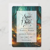 Gedraaide Boslantaarn Pad Huwelijk Save The Date (Voorkant)