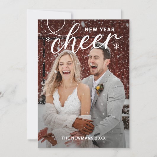 Gedraaide Cheer Gelukkig Nieuwjaar Fotokaart Feestdagenkaart (Voorkant)