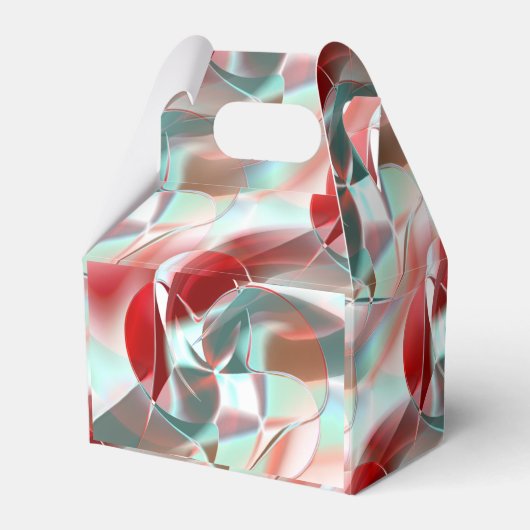 Gedraaide cirkelvormige stukken in zacht rood kora bedankdoosjes (Voorkant Zijde)