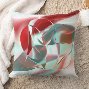 Gedraaide cirkelvormige stukken in zacht rood kora kussen