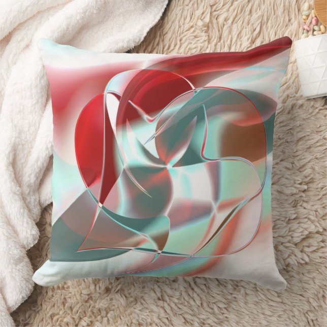 Gedraaide cirkelvormige stukken in zacht rood kora kussen (Deken)