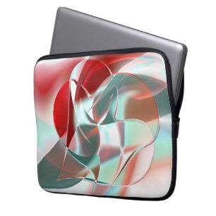 Gedraaide cirkelvormige stukken in zacht rood kora laptop sleeve