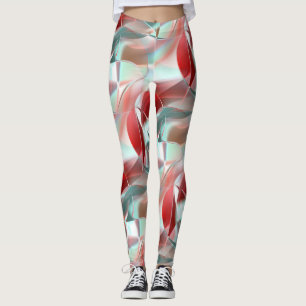 Gedraaide cirkelvormige stukken in zacht rood kora leggings