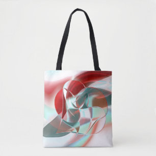 Gedraaide cirkelvormige stukken in zacht rood kora tote bag