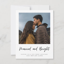Gedraaide foto van Pas getrouwd met randapparaat Feestdagenkaart