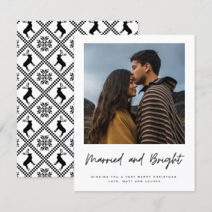 Gedraaide foto van Pas getrouwd met randapparaat Feestdagenkaart