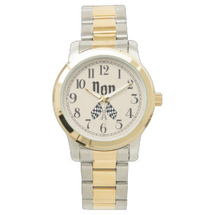 Gedraaide gecheckte vlaggen volgen horloge
