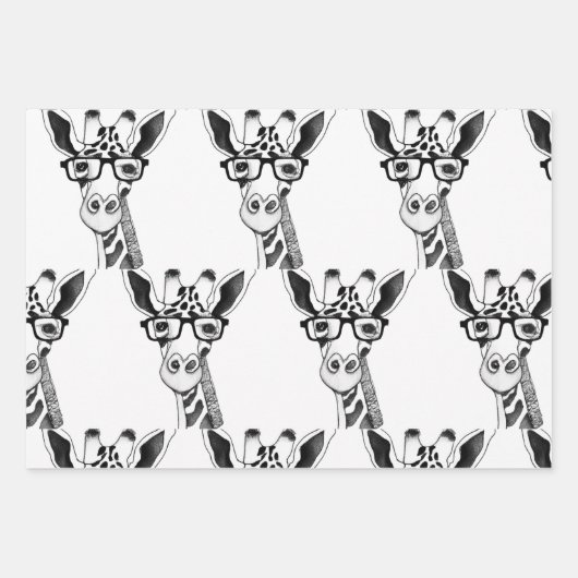 Gedraaide Giraffe met bril die papier verpakt Inpakpapier Vel (Voorkant 3)