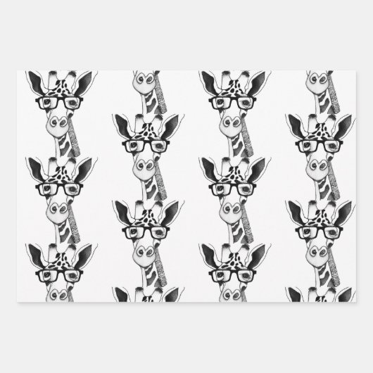 Gedraaide Giraffe met bril die papier verpakt Inpakpapier Vel (Voorkant 2)