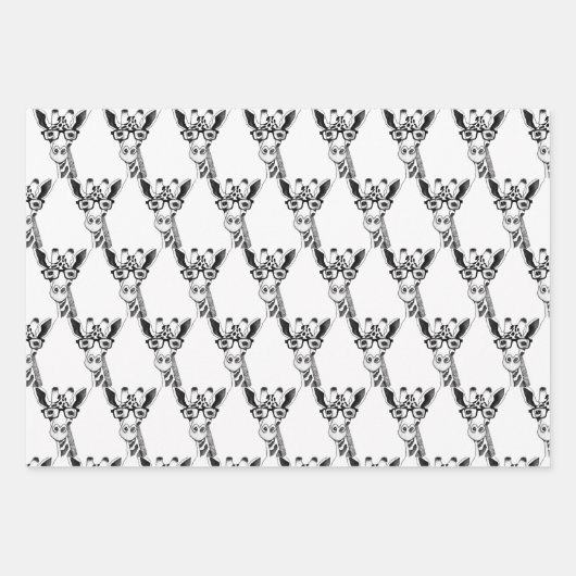 Gedraaide Giraffe met bril die papier verpakt Inpakpapier Vel (Voorkant)