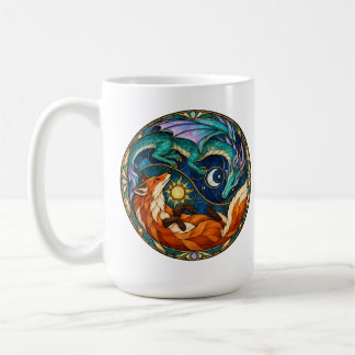 Gedraaide Glas-in-lood Zon Maan Vos Koffiemok