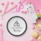 Gedraaide handschoenen Design Striped Birthday Par Papieren Bordje (Feest)