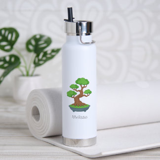 Gedraaide Japanse Bonsai Boom Aangepaste Tekst Waterfles