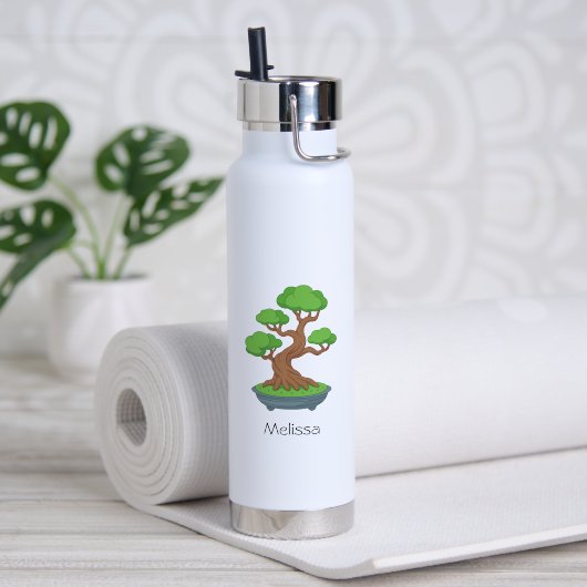 Gedraaide Japanse Bonsai Boom Aangepaste Tekst Waterfles (Yoga (Gedraaid) )
